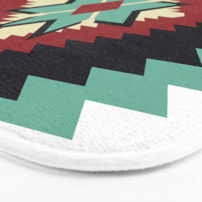 Southwest Santa Fe Geometric Tribal Indian Pattern Bath Mat Gallery Image 3