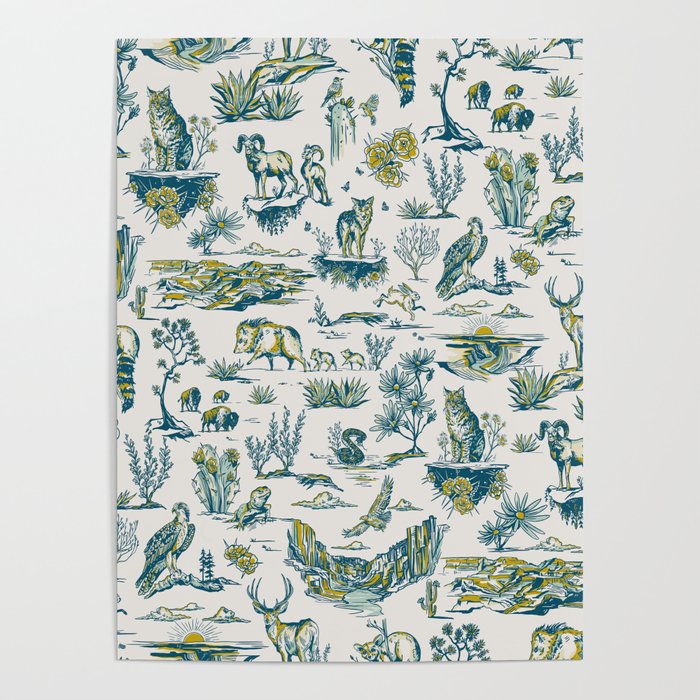 Grand Canyon National Park Wildlife Pattern Poster Gallery Image 1