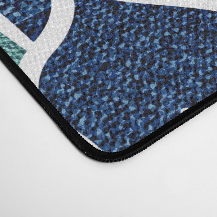 Festive, Floral Prints, Navy Blue and Teal on White Desk Mat Gallery Image 4