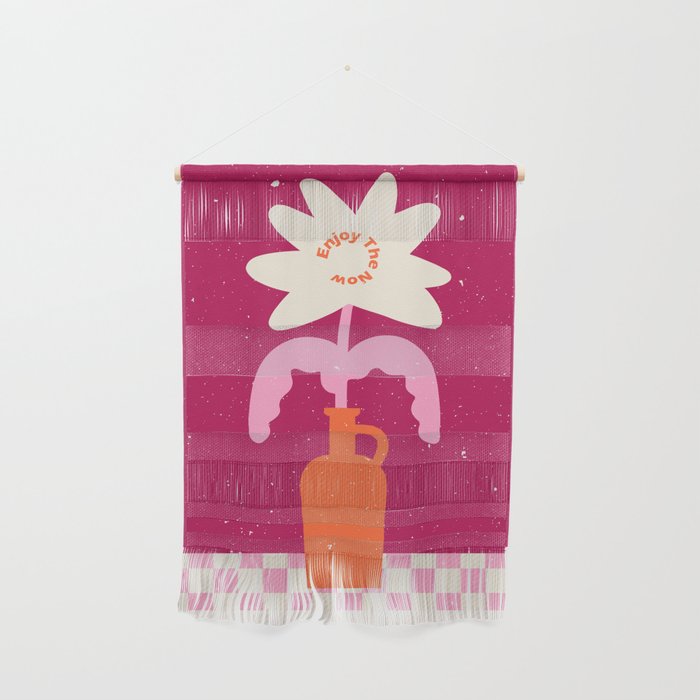 Abstract modern vase and flower. Enjoy the Now quote Wall Hanging Gallery Image 1