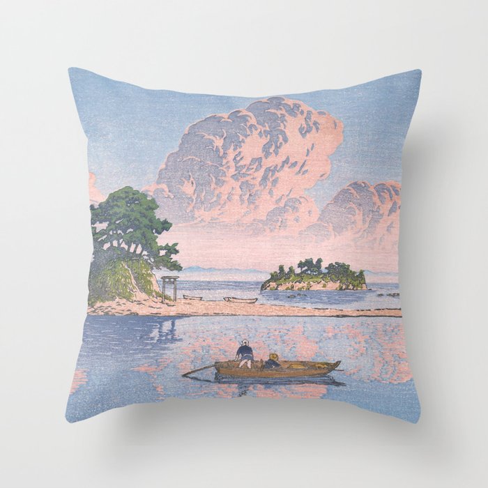 Fishermen At Kujukushima Island By Hasui Kawase - Vintage Japanese Woodblock Print Art Throw Pillow Gallery Image 1