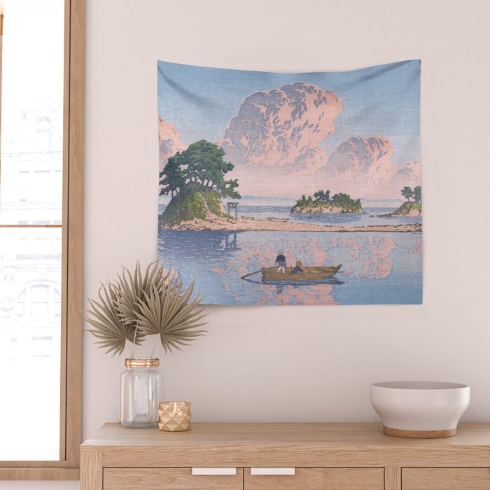 Fishermen At Kujukushima Island By Hasui Kawase - Vintage Japanese Woodblock Print Art Wall Tapestry Gallery Image 2