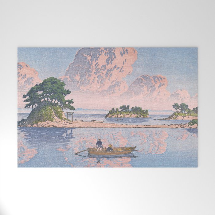 Fishermen At Kujukushima Island By Hasui Kawase - Vintage Japanese Woodblock Print Art Welcome Mat Gallery Image 1