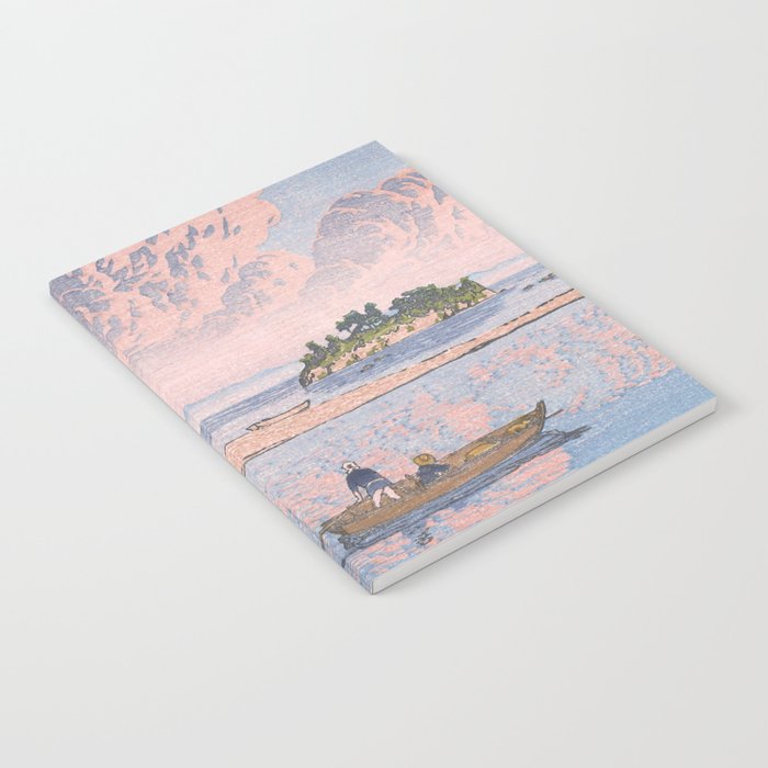 Fishermen At Kujukushima Island By Hasui Kawase - Vintage Japanese Woodblock Print Art Notebook Gallery Image 1