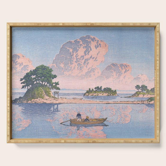 Fishermen At Kujukushima Island By Hasui Kawase - Vintage Japanese Woodblock Print Art Serving Tray Gallery Image 1