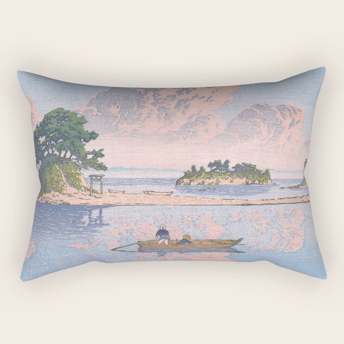 Fishermen At Kujukushima Island By Hasui Kawase - Vintage Japanese Woodblock Print Art Rectangular Pillow Gallery Image 2