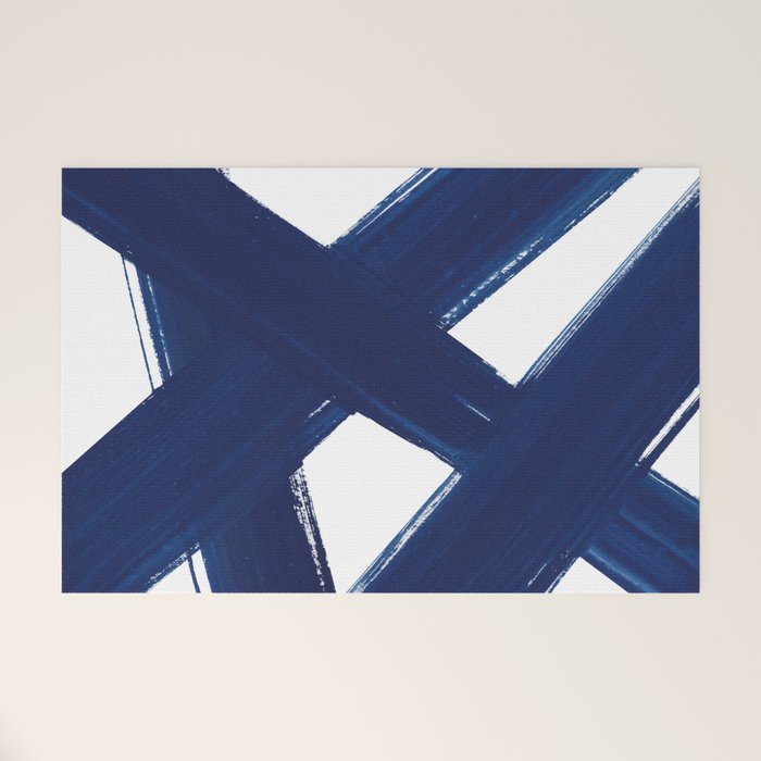 Indigo Abstract Brush Strokes | No. 3 Welcome Mat Gallery Image 1