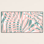 Summer, Tropical Green and Pink, Palm Leaves Pattern Desk Mat Gallery Image 3