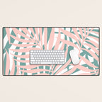 Summer, Tropical Green and Pink, Palm Leaves Pattern Desk Mat Gallery Image 1