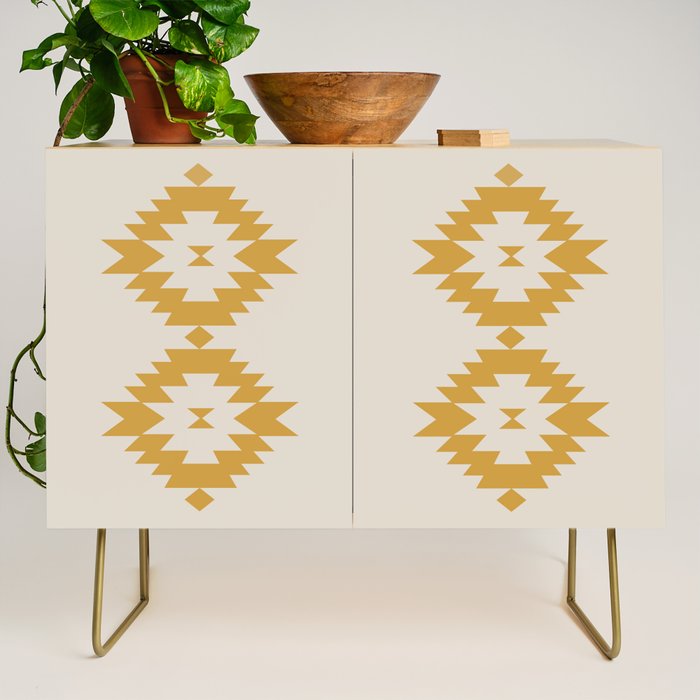 Southwestern Minimalism - Golden Yellow Neutral Beige Credenza Gallery Image 1