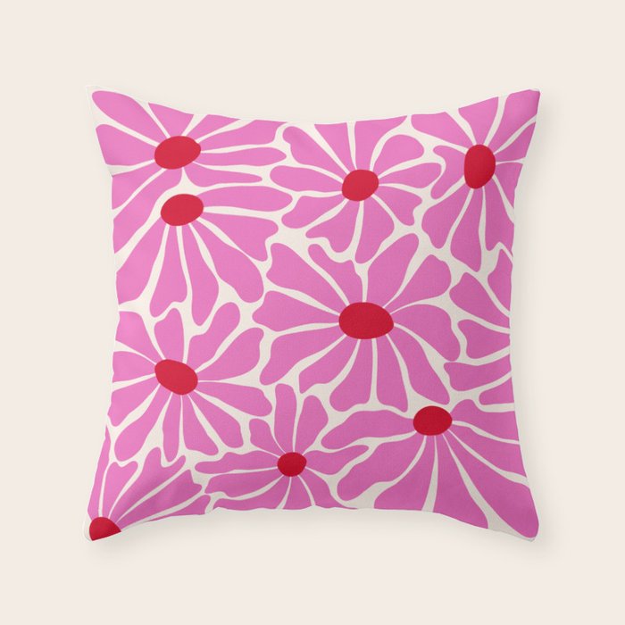 Big Groovy Flower - Pink and Red Throw Pillow Gallery Image 1