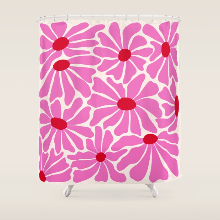 Big Groovy Flower - Pink and Red Shower Curtain Gallery Image 1