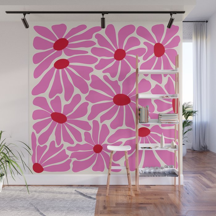 Big Groovy Flower - Pink and Red Wall Mural Gallery Image 1