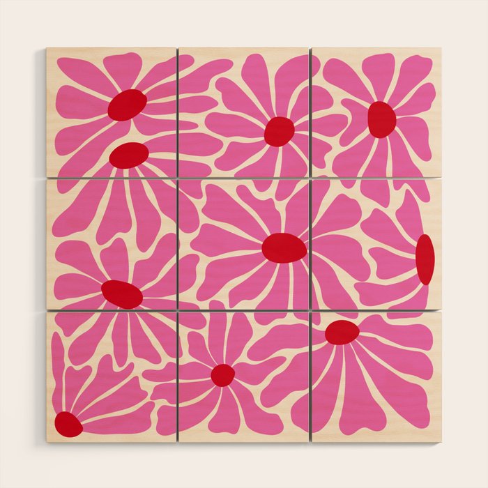 Big Groovy Flower - Pink and Red Wood Wall Art Gallery Image 1