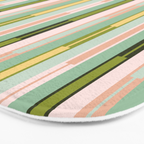 Vertical Striped Geo Chain Geometric Pattern Green Pink Yellow Bath Mat Gallery Image 3