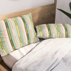 Vertical Striped Geo Chain Geometric Pattern Green Pink Yellow Pillow Sham Gallery Image 2