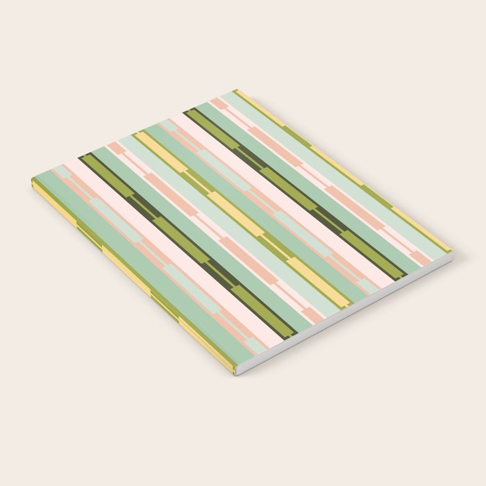 Vertical Striped Geo Chain Geometric Pattern Green Pink Yellow Notebook Gallery Image 2