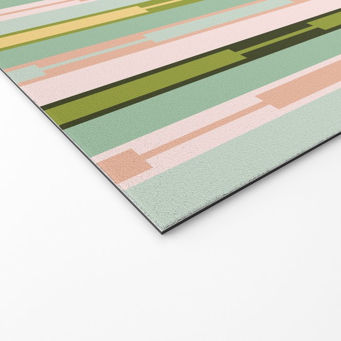 Vertical Striped Geo Chain Geometric Pattern Green Pink Yellow Welcome Mat Gallery Image 2