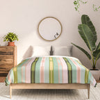 Vertical Striped Geo Chain Geometric Pattern Green Pink Yellow Comforter Gallery Image 3