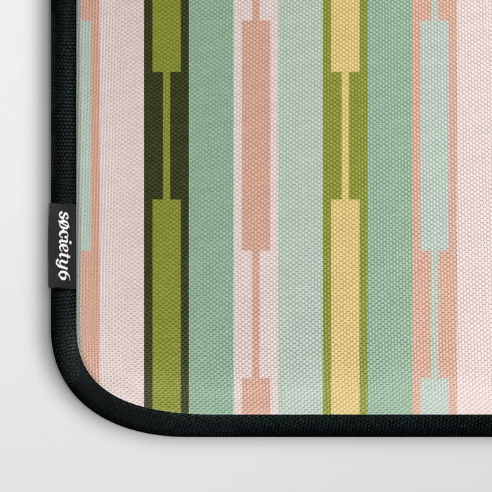 Vertical Striped Geo Chain Geometric Pattern Green Pink Yellow Laptop Sleeve Gallery Image 3