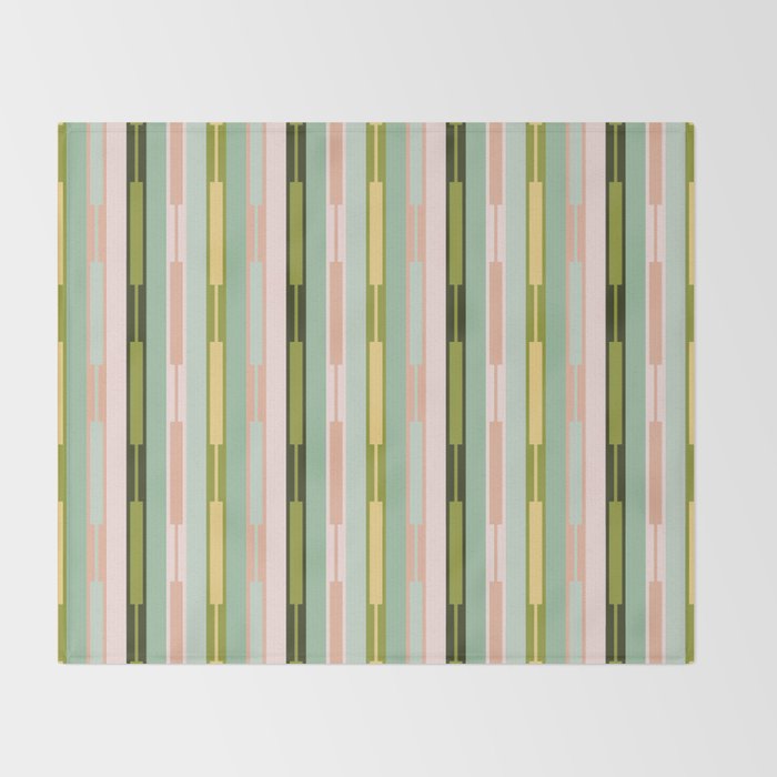 Vertical Striped Geo Chain Geometric Pattern Green Pink Yellow Throw Blanket Gallery Image 2