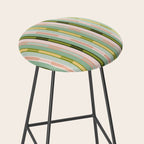 Vertical Striped Geo Chain Geometric Pattern Green Pink Yellow Stool Gallery Image 2