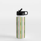 Vertical Striped Geo Chain Geometric Pattern Green Pink Yellow Water Bottle Gallery Image 1