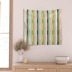 Vertical Striped Geo Chain Geometric Pattern Green Pink Yellow Wall Tapestry Gallery Image 2