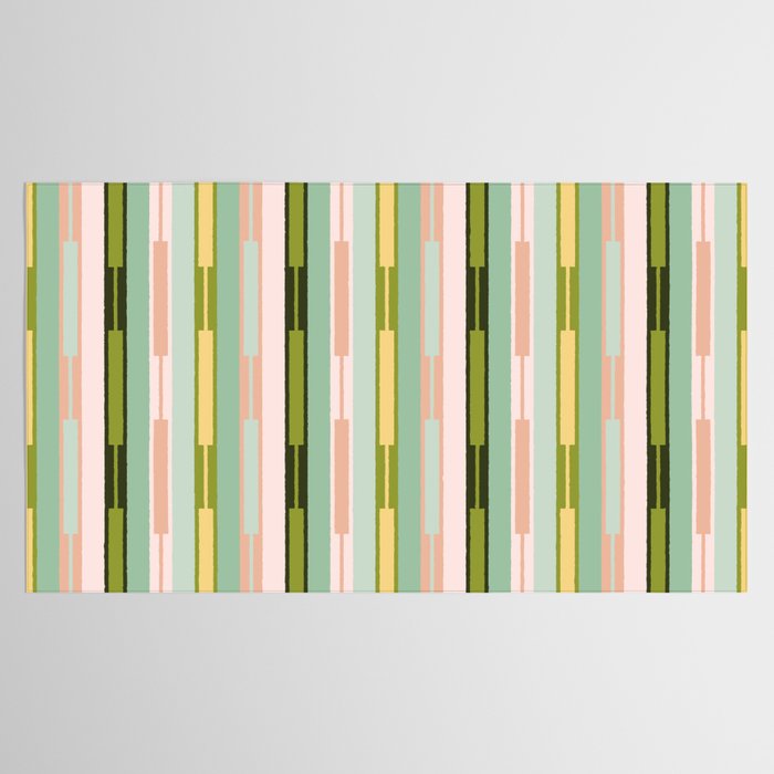 Vertical Striped Geo Chain Geometric Pattern Green Pink Yellow Tablecloth Gallery Image 2