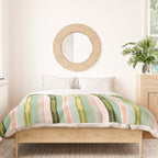 Vertical Striped Geo Chain Geometric Pattern Green Pink Yellow Duvet Cover Gallery Image 3
