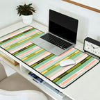 Vertical Striped Geo Chain Geometric Pattern Green Pink Yellow Desk Mat Gallery Image 2