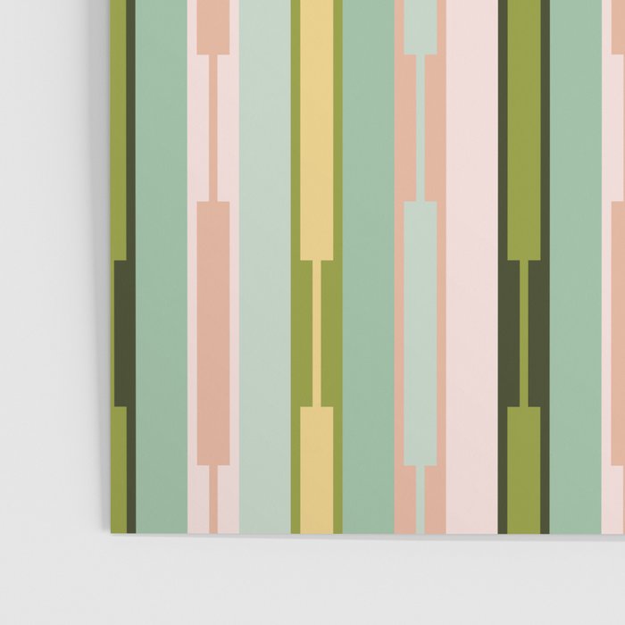 Vertical Striped Geo Chain Geometric Pattern Green Pink Yellow Poster Gallery Image 3