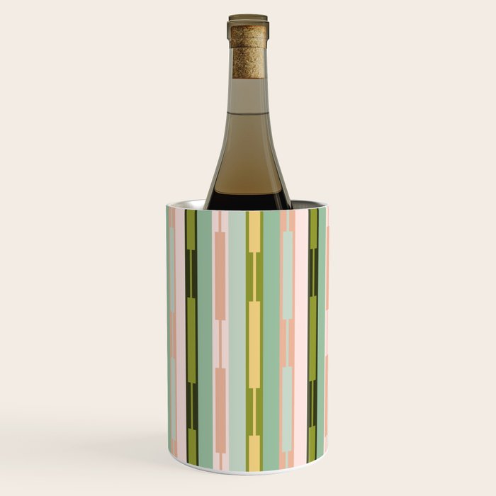 Vertical Striped Geo Chain Geometric Pattern Green Pink Yellow Wine Chiller Gallery Image 3