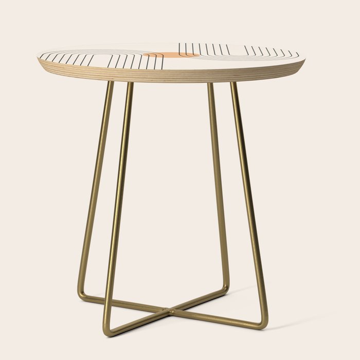 Geometric Lines in Black and Beige 14 (Rainbow and Sun Abstraction) Side Table Gallery Image 1