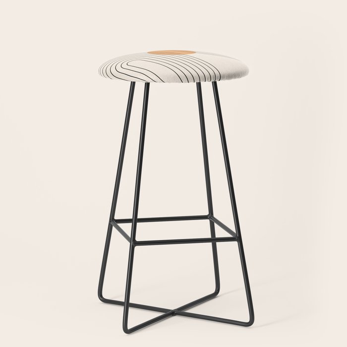 Geometric Lines in Black and Beige 14 (Rainbow and Sun Abstraction) Stool Gallery Image 1