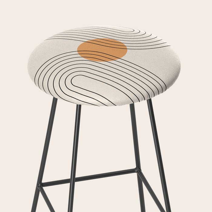 Geometric Lines in Black and Beige 14 (Rainbow and Sun Abstraction) Stool Gallery Image 2