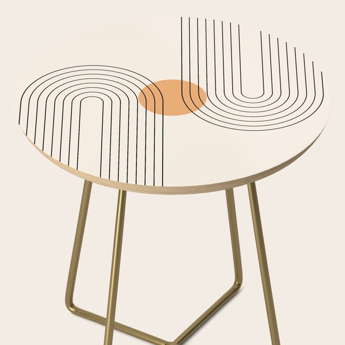 Geometric Lines in Black and Beige 14 (Rainbow and Sun Abstraction) Side Table Gallery Image 2