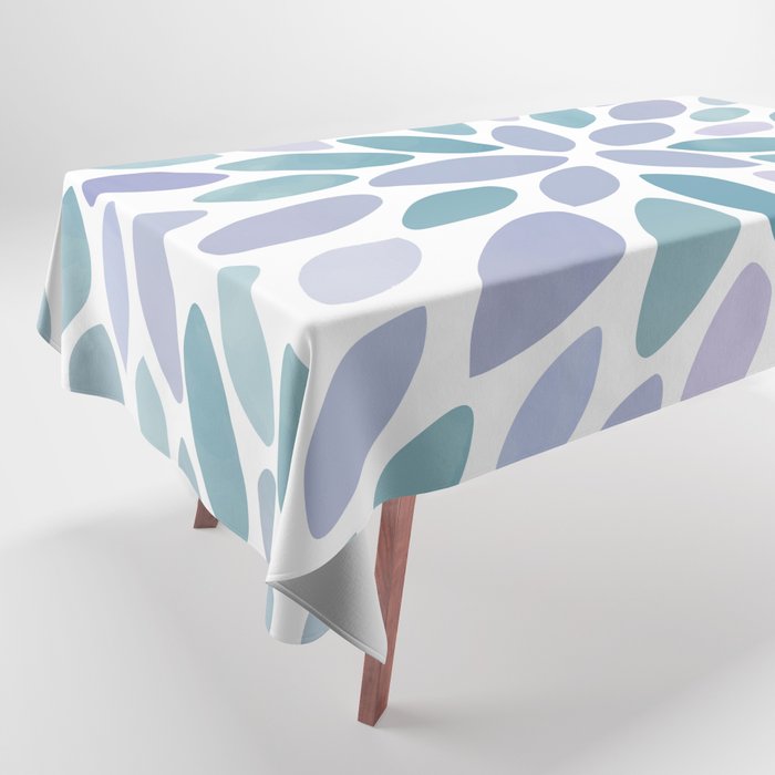 Festive, Flower Bloom, Purple and Teal, Floral Prints Tablecloth Gallery Image 1