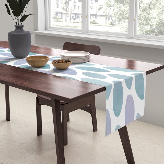 Festive, Flower Bloom, Purple and Teal, Floral Prints Table Runner Gallery Image 2