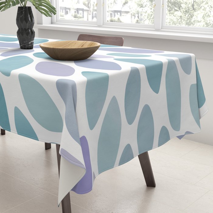 Festive, Flower Bloom, Purple and Teal, Floral Prints Tablecloth Gallery Image 3