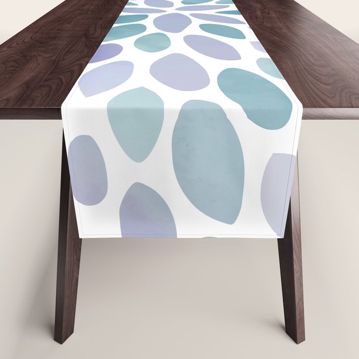 Festive, Flower Bloom, Purple and Teal, Floral Prints Table Runner Gallery Image 1