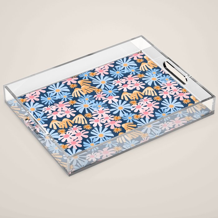 Daisies pattern Acrylic Tray Gallery Image 1