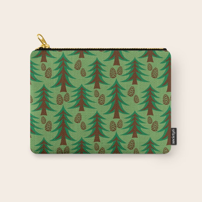 Abstract Fir Trees and Pine Cones Carry All Pouch Gallery Image 1
