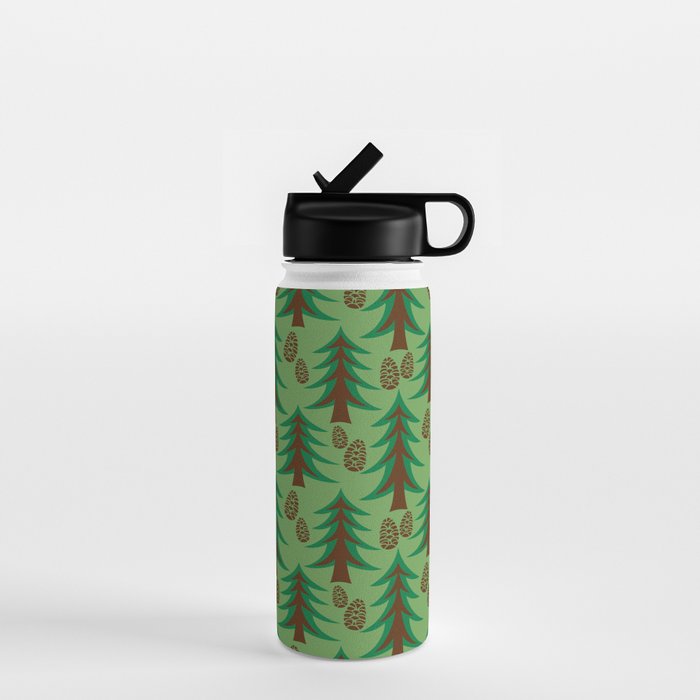 Abstract Fir Trees and Pine Cones Water Bottle Gallery Image 1