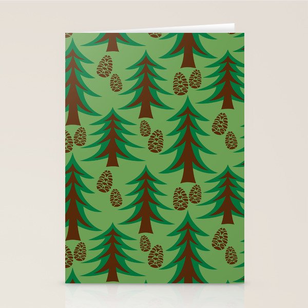 Abstract Fir Trees and Pine Cones Stationery Card Gallery Image 2