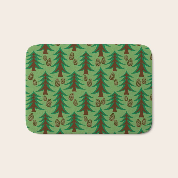 Abstract Fir Trees and Pine Cones Bath Mat Gallery Image 1