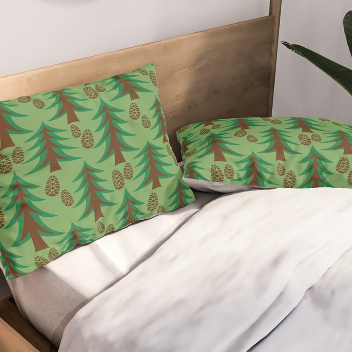Abstract Fir Trees and Pine Cones Pillow Sham Gallery Image 2