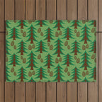 Abstract Fir Trees and Pine Cones Outdoor Rug Gallery Image 1