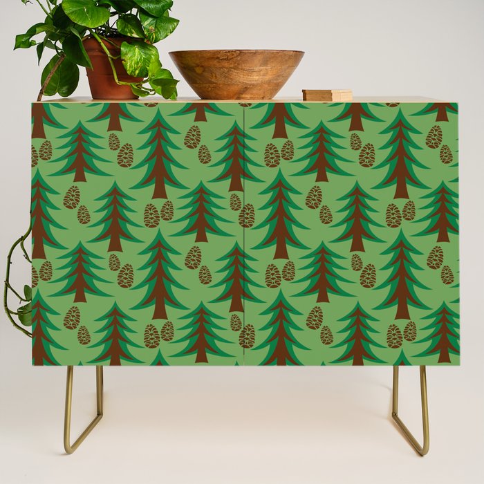 Abstract Fir Trees and Pine Cones Credenza Gallery Image 1