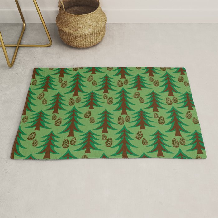 Abstract Fir Trees and Pine Cones Rug Gallery Image 1